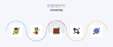 Illustration for University Line Filled Flat 5 Icon Pack Including galaxy. document. watch. hand watch - Royalty Free Image