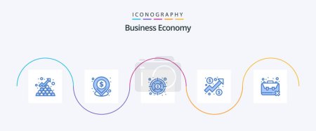 Ilustración de Economy Blue 5 Icon Pack Incluida la población. ociosidad. Dinero. Gráfico. gráfico - Imagen libre de derechos