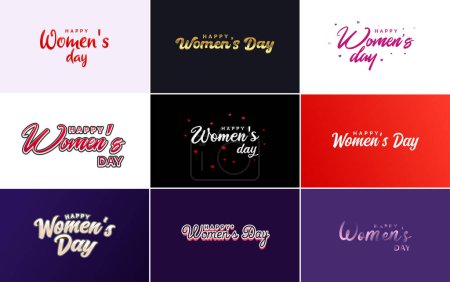 Ilustración de March 8 typographic design set with Happy Women's Day text - Imagen libre de derechos