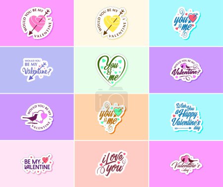 Ilustración de Express Your Love with Heartfelt Valentine's Day Typography Stickers - Imagen libre de derechos