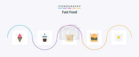 Téléchargez les illustrations : Fast Food Flat 5 Icon Pack Including . food. sweet. fast food. food - en licence libre de droit