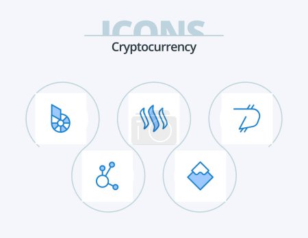 Téléchargez les illustrations : Cryptocurrency Blue Icon Pack 5 Icon Design. currency. crypto. currency. coin. crypto currency - en licence libre de droit