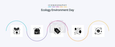 Illustration for Ecology Glyph 5 Icon Pack Including plug. eco. recycle. concept. tag - Royalty Free Image