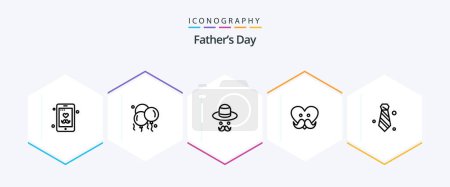 Téléchargez les illustrations : Pack icône Fathers Day 25 Line avec code vestimentaire. amour. avatar. la fête des pères. Papa ! - en licence libre de droit