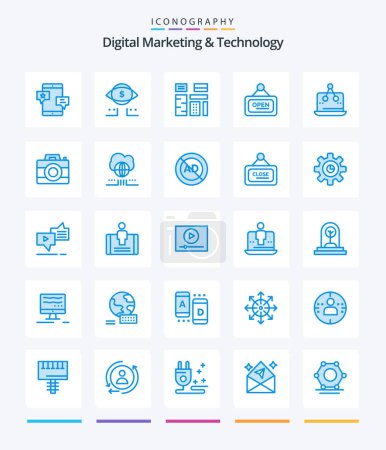 Ilustración de Creative Digital Marketing And Technology 25 Blue icon pack  Such As open. board. digital. marketing. native - Imagen libre de derechos