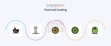 Illustration for Food Line Filled Flat 5 Icon Pack Including . food. vegetable. food - Royalty Free Image