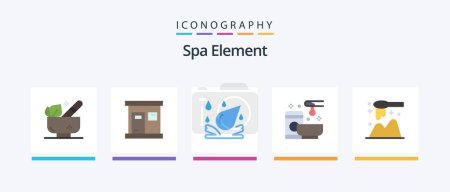 Téléchargez les illustrations : Spa Element Flat 5 Icon Pack Including scoop. web. water drop. wax. service. Creative Icons Design - en licence libre de droit