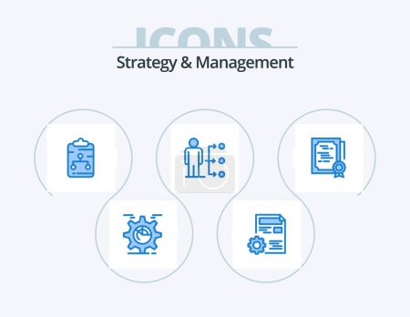 Ilustración de Strategy And Management Blue Icon Pack 5 Icon Design. network. connect. config. paper. network - Imagen libre de derechos