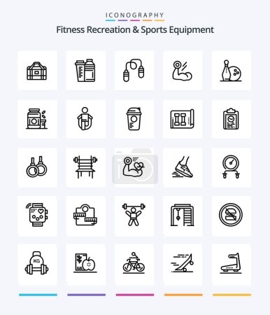 Illustration for Creative Fitness Recreation And Sports Equipment 25 OutLine icon pack  Such As workout. growth. sport. bodybuilding. jumping - Royalty Free Image