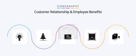 Illustration for Customer Relationship And Employee Benefits Glyph 5 Icon Pack Including box. id. x mas. user id. presentation - Royalty Free Image