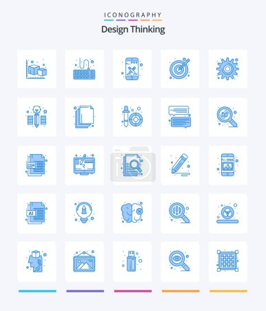 Ilustración de Creative Design Thinking 25 Blue icon pack  Such As cog. target. tools. illustration. tools - Imagen libre de derechos