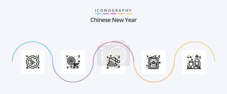 Illustration for Chinese New Year Line 5 Icon Pack Including bottles. alcohol. hat. xmas. christmas - Royalty Free Image
