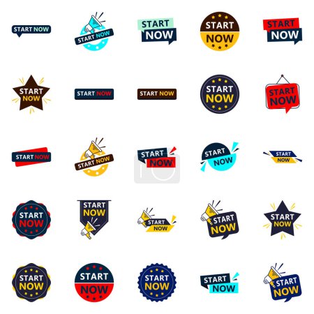 Téléchargez les illustrations : Start Now 25 Unique Typographic Designs for a personalized start up message - en licence libre de droit