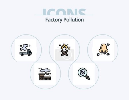 Illustration for Factory Pollution Line Filled Icon Pack 5 Icon Design. factory. smoke. pollution. pollution. environment - Royalty Free Image