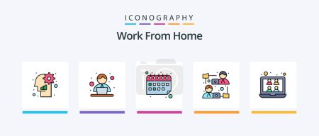 Ilustración de Work From Home Line Filled 5 Icon Pack Including laptop. work. sharing. office. employee. Creative Icons Design - Imagen libre de derechos
