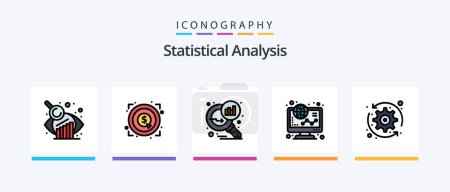 Illustration for Statistical Analysis Line Filled 5 Icon Pack Including refresh. mission. graph. growth. business. Creative Icons Design - Royalty Free Image