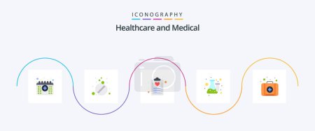 Illustration for Medical Flat 5 Icon Pack Including test. lab. check list. flask. plan - Royalty Free Image