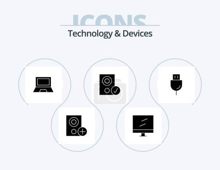 Ilustración de Dispositivos Glyph Icon Pack 5 Icon Design. altavoz. gadget. computadoras. dispositivos. portátil - Imagen libre de derechos