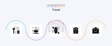 Illustration for Travel Glyph 5 Icon Pack Including travel. hotel. canoe. travel. passport - Royalty Free Image