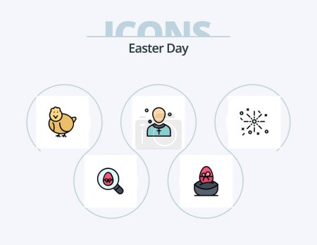 Ilustración de Línea de Pascua Lleno Icon Pack 5 Icon Design. Cruz. celebración. insecto. Pascua. pasaporte - Imagen libre de derechos