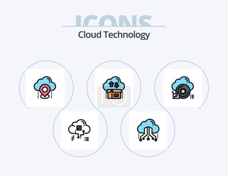 Ilustración de Cloud Technology Line Llenado Icon Pack 5 Icon Design. Un poco. nube. nube. flecha. regalo - Imagen libre de derechos