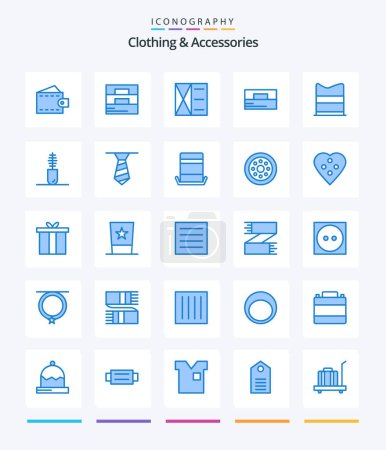 Illustration for Creative Clothing & Accessories 25 Blue icon pack  Such As top hat. hat. accessories. fashion. necktie - Royalty Free Image