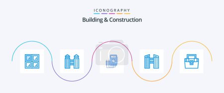Ilustración de Building And Construction Blue 5 Icon Pack Including material. box. watt. bag. city - Imagen libre de derechos