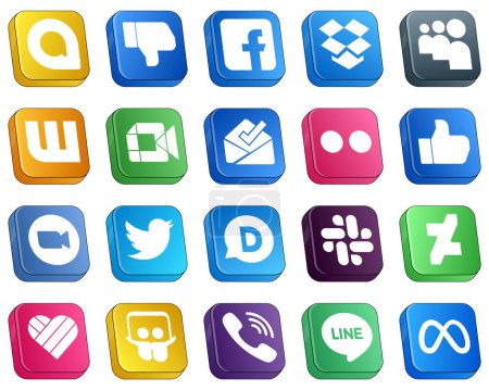 Ilustración de Isometric 3D Icons for Major Social Media 20 pack such as zoom. like. wattpad. yahoo and inbox icons. Fully customizable and high-quality - Imagen libre de derechos