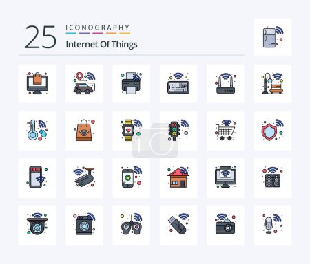 Illustration for Internet Of Things 25 Line Filled icon pack including router. phone. automation. mobile. smart - Royalty Free Image