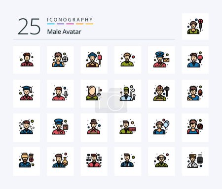 Illustration for Male Avatar 25 Line Filled icon pack including post. mail. male. avatar. man - Royalty Free Image