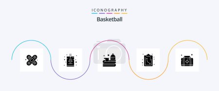 Téléchargez les illustrations : Basketball Glyph 5 Icon Pack Including . kit. basketball. first aid. strategy - en licence libre de droit