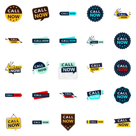 Illustration for Call Now 25 Eye catching Typographic Banners for boosting call ins - Royalty Free Image