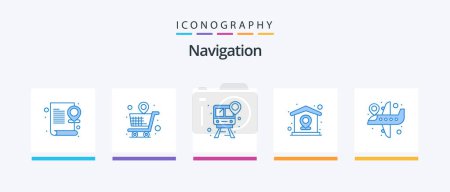 Illustration for Navigation Blue 5 Icon Pack Including map. home. map. pin. location. Creative Icons Design - Royalty Free Image