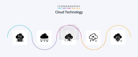 Téléchargez les illustrations : Cloud Technology Glyph 5 Icon Pack Including arrow. connect. network. cloud. reach - en licence libre de droit