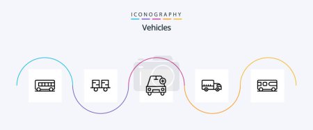 Téléchargez les illustrations : Vehicles Line 5 Icon Pack Including bus. transport. add. logistics. vehicles - en licence libre de droit