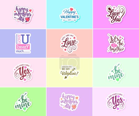 Illustration for Valentine's Day Graphics Stickers to Show Your Love and Devotion - Royalty Free Image