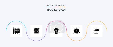 Ilustración de Back To School Glyph 5 Icon Pack Including astronomy. timekeeper. back to school. clock. light - Imagen libre de derechos
