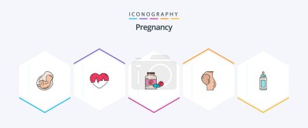 Illustration for Pregnancy 25 FilledLine icon pack including pregnant. pulse. tablet. capsule - Royalty Free Image