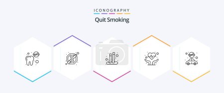 Illustration for Quit Smoking 25 Line icon pack including healthcare. hands. cigarette. care. healthcare - Royalty Free Image