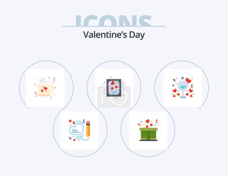 Téléchargez les illustrations : Valentines Day Flat Icon Pack 5 Icon Design. romantic. love. love. date. love - en licence libre de droit