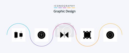Ilustración de Diseño Glyph 5 Icon Pack Incluyendo. espejo. Menos. No. - Imagen libre de derechos