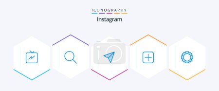 Illustration for Instagram 25 Blue icon pack including . instagram. share. setting. upload - Royalty Free Image