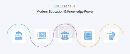 Illustration for Modern Education And Knowledge Power Blue 5 Icon Pack Including daubbell. training. school . student notes. notes - Royalty Free Image