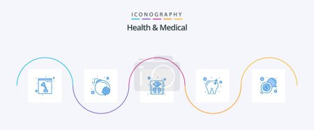 Illustration for Health And Medical Blue 5 Icon Pack Including . message. weight. medical. tooth - Royalty Free Image