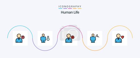 Illustration for Human Line Filled Flat 5 Icon Pack Including friend. land. follow. human. body - Royalty Free Image
