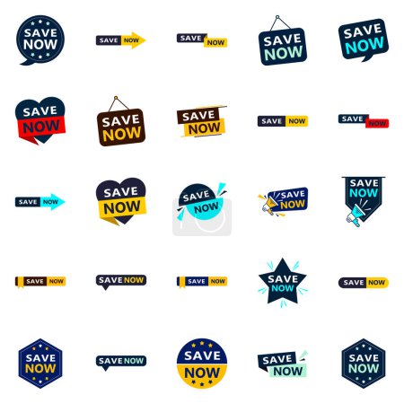 Illustration for Save Now 25 Eye catching Typographic Banners for promoting saving - Royalty Free Image