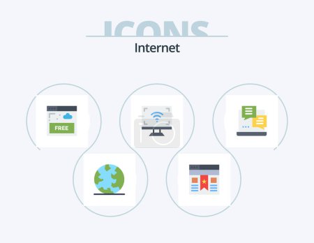 Téléchargez les illustrations : Internet Flat Icon Pack 5 Icon Design. development. smart. access. screen. electronics - en licence libre de droit