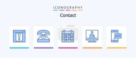 Illustration for Contact Blue 5 Icon Pack Including desktop. computer. conversation. communication. contact us. Creative Icons Design - Royalty Free Image