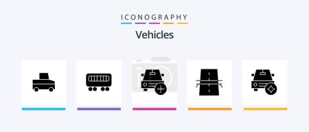 Illustration for Vehicles Glyph 5 Icon Pack Including important. highway. more. grid. construction. Creative Icons Design - Royalty Free Image