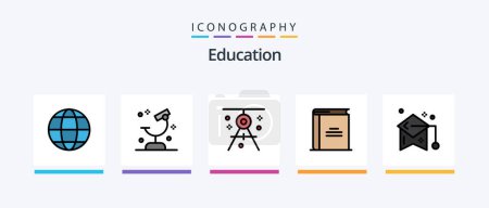 Ilustración de Education Line Filled 5 Icon Pack Including education. apple. play. sport room. lockers room. Creative Icons Design - Imagen libre de derechos